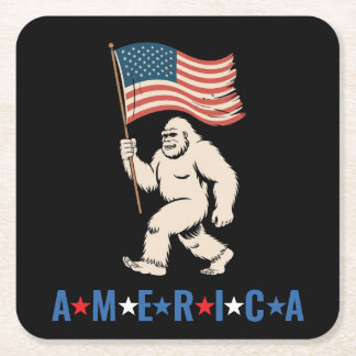 Dessous-de-verre Carré En Papier Bigfoot America Patriotic Funny 4th of July