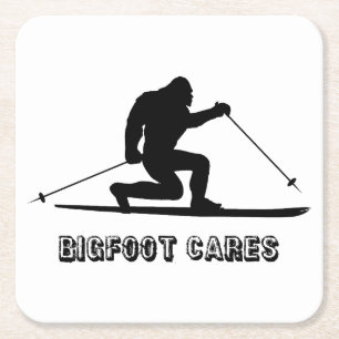 Dessous-de-verre Carré En Papier Bigfoot Cares Telemark Ski