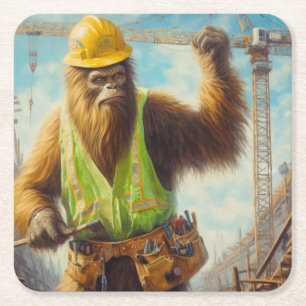 Dessous-de-verre Carré En Papier Bigfoot le travailleur du bâtiment