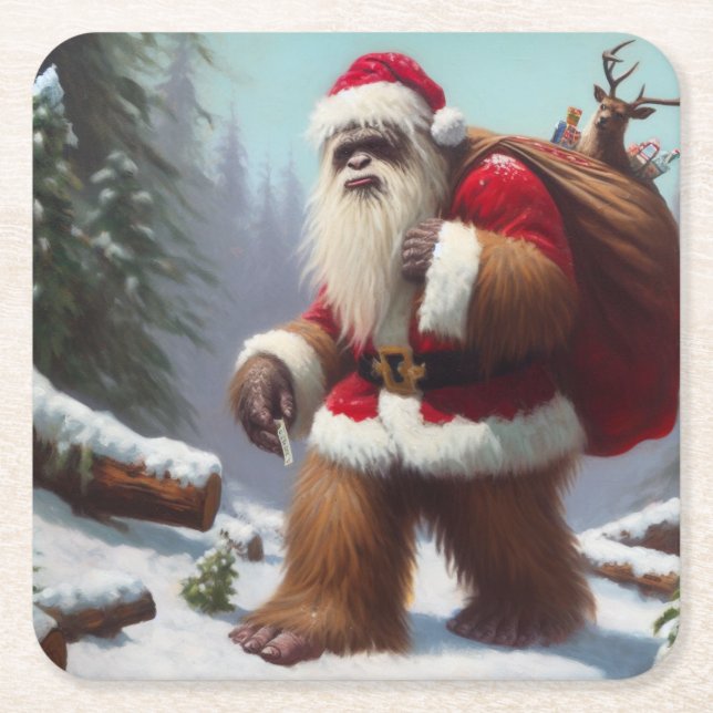 Dessous-de-verre Carré En Papier Bigfoot Santa Claus (Devant)