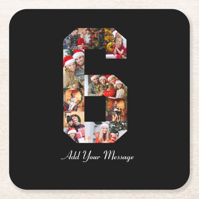 Dessous-de-verre Carré En Papier Black and White Numéro 6 Photo Collage (Devant)