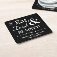 Black Eat Drink and Be Sixty Retro 60th Birthday