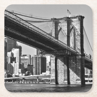 Dessous-de-verre Carré En Papier Black & White Brooklyn Bridge New York City