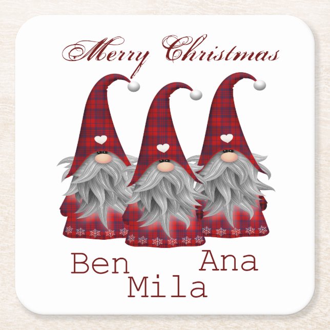 Dessous-de-verre Carré En Papier Blanc avec génome rouge (Devant)