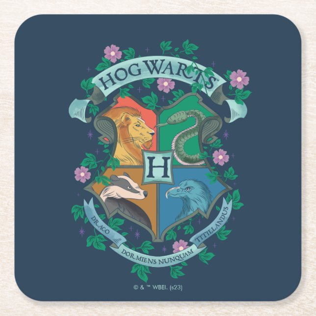 Dessous-de-verre Carré En Papier Blason floral HOGWARTS™ (Devant)