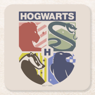 Dessous-de-verre Carré En Papier Blason vintage HOGWARTS™