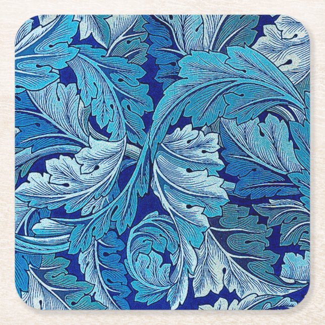Dessous-de-verre Carré En Papier Bleu Acanthus (Devant)