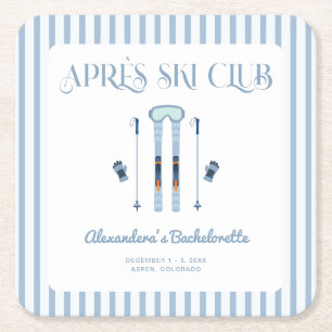 Dessous-de-verre Carré En Papier Bleu Après-Ski Enterrement de Vie de Jeune Fille