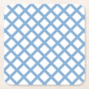 Dessous-de-verre Carré En Papier Bleu Blanc Arlequin Diamond Motif