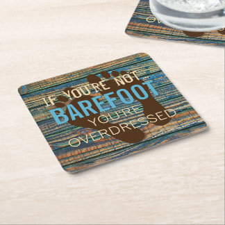 Dessous-de-verre Carré En Papier Bleu Brown Faux Patiné Planche en bois Motif