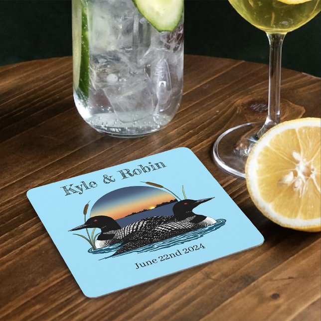 Dessous-de-verre Carré En Papier Bleu couché de soleil (Créateur téléchargé)