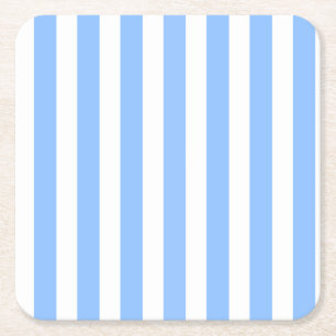 Dessous-de-verre Carré En Papier Bleu et blanc rayures de bonbons