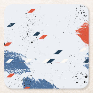 Dessous-de-verre Carré En Papier Bleu et rouge mignon Paint Splash et Brush Strots