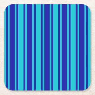 Dessous-de-verre Carré En Papier Bleu et turquoise bandes bonbons