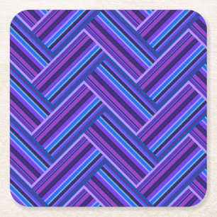 Dessous-de-verre Carré En Papier Bleu et violet rayures double tissage