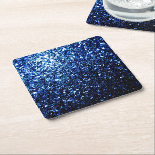 Dessous-de-verre Carré En Papier Bleu foncé profond brillant faux paillettes scinti