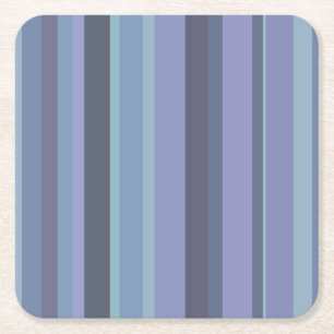 Dessous-de-verre Carré En Papier Bleu-gris, bandes horizontales