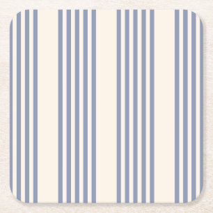 Dessous-de-verre Carré En Papier Bleu gris et beige cinq rayures motif
