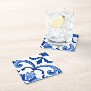 Dessous-de-verre Carré En Papier Bleu Méditerranée