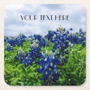 Dessous-de-verre Carré En Papier Bleus Fleurs Bleues Texas Texan Floral