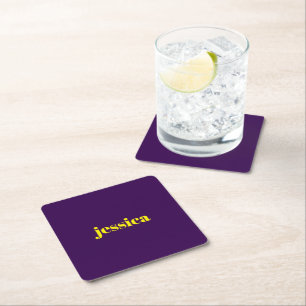 Dessous-de-verre Carré En Papier Bloc de couleur minimaliste nom personnalisé