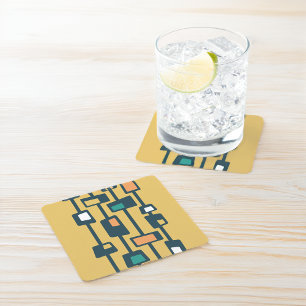 Dessous-de-verre Carré En Papier Blocs Jaunes Funky du Milieu du Siècle