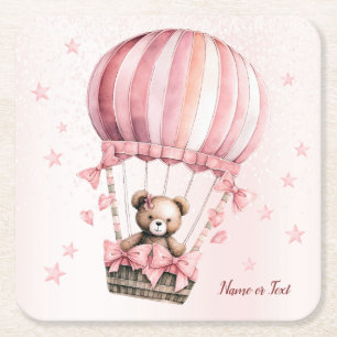 Dessous-de-verre Carré En Papier Blonde en Teddy Bear Rose Cute Hot Air