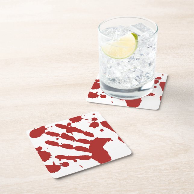 Dessous-de-verre Carré En Papier Bloody Halloween Imprimer le sang Spatter (En situation)