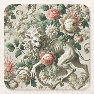 Dessous-de-verre Carré En Papier Bloombound Sentinel – Conception florale gothique