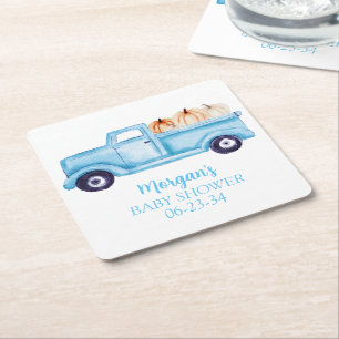 Dessous-de-verre Carré En Papier Blue Boy Little Citrouille Cute Baby shower