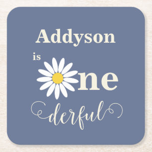 Dessous-de-verre Carré En Papier Blue Daisy Onederday Premier anniversaire