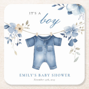 Dessous-de-verre Carré En Papier Blue Jean Denim Sweet Boy Baby shower