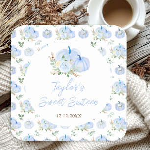 Dessous-de-verre Carré En Papier Blue Pumpkins Floral Sweet Sixteen