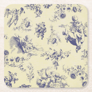 Dessous-de-verre Carré En Papier Blue Toile France Pays Cherub Motif