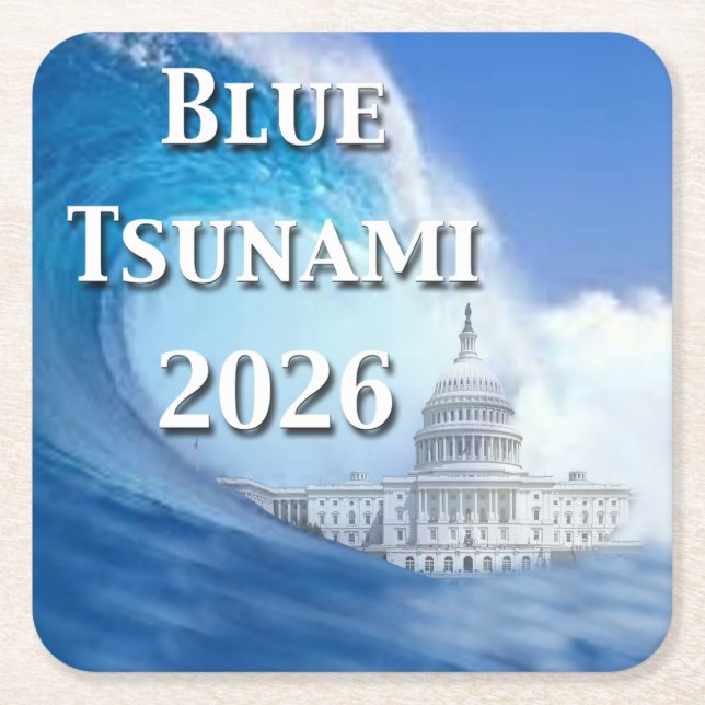 Dessous-de-verre Carré En Papier Blue Tsunami Election 2026 (Devant)