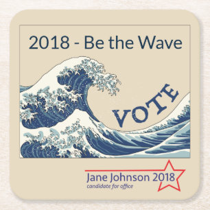 Dessous-de-verre Carré En Papier Blue Wave 2024 - dessous de verre de campagne pers