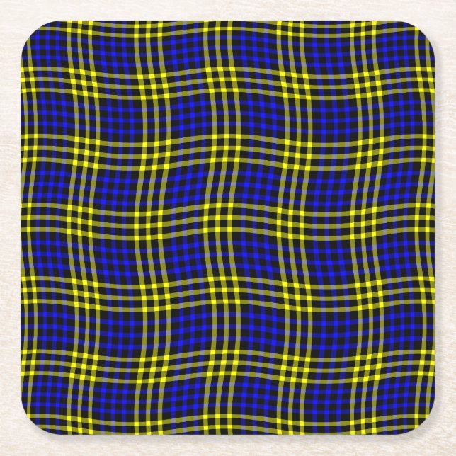 Dessous-de-verre Carré En Papier Blue Yellow Plaid Checker Seamless Pattern (Devant)