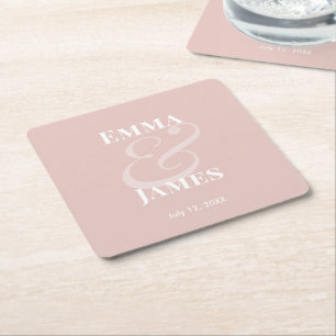 Dessous-de-verre Carré En Papier Blush Minimalist Ampersand Mariage   Inversé 