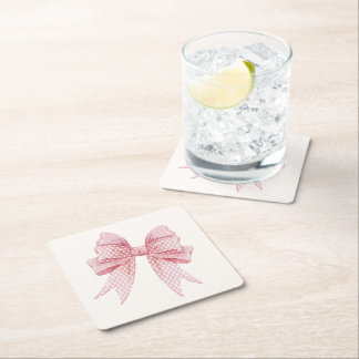 Dessous-de-verre Carré En Papier Blush Pink Bow Birthday 