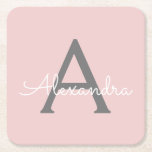 Dessous-de-verre Carré En Papier Blush Pink Grey Modern Script Girly Monogram<br><div class="desc">Dessous de verre en papier monogramme de couleur rose et gris clair simple Script. Cela fait le cadeau parfait de remise de diplômes,  anniversaire,  mariage,  douche nuptiale,  anniversaire,  baby shower ou bachelorette pour quelqu'un qui aime le luxe glam et les styles chic.</div>