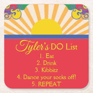 Dessous-de-verre Carré En Papier BM Bar ou Bat mitzvah Laisser entrer le soleil