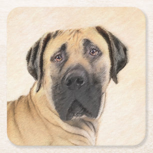 Dessous-de-verre Carré En Papier Boerboel Peinture - Cute Original Chien Art