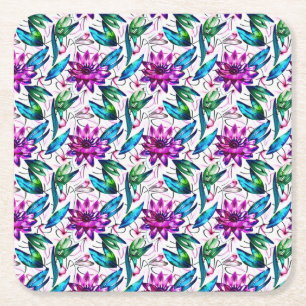 Dessous-de-verre Carré En Papier Boho aquarelle motif floral