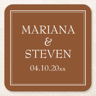 Dessous-de-verre Carré En Papier Boho Brun Moderne Minimaliste Bordure
