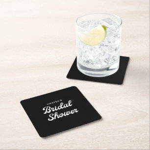 Dessous-de-verre Carré En Papier Boho et Rétro Noir   Baby Shower de Mariage 