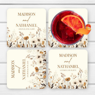 Dessous-de-verre Carré En Papier Boho Fleur sauvage Fleur sauvage Floral Jardin Mar