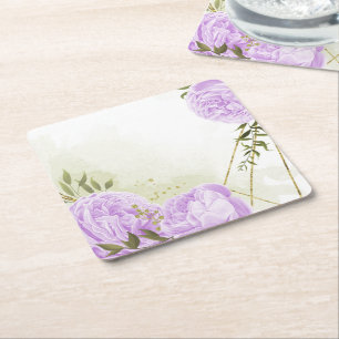 Dessous-de-verre Carré En Papier Boho fleurs blanches vert feuille botanique