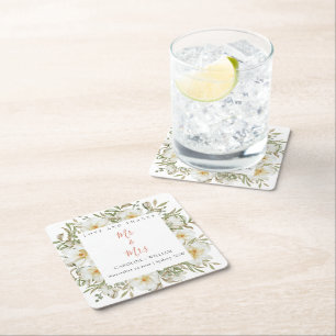 Dessous-de-verre Carré En Papier Boho Floral Mariage