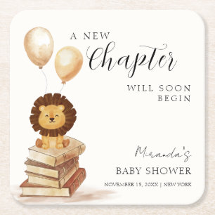 Dessous-de-verre Carré En Papier Boho Nouveau chapitre Wild Lion Balloon Baby showe