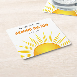 Dessous-de-verre Carré En Papier Boho Premier voyage autour du soleil 1er anniversa